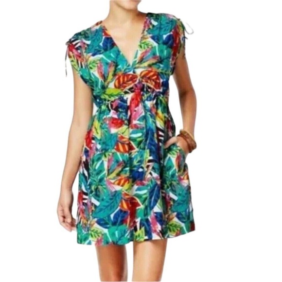 Lauren Ralph Lauren Farrah Swim Cover Up Dress Tropical Print Colorful - Picture 7 of 9